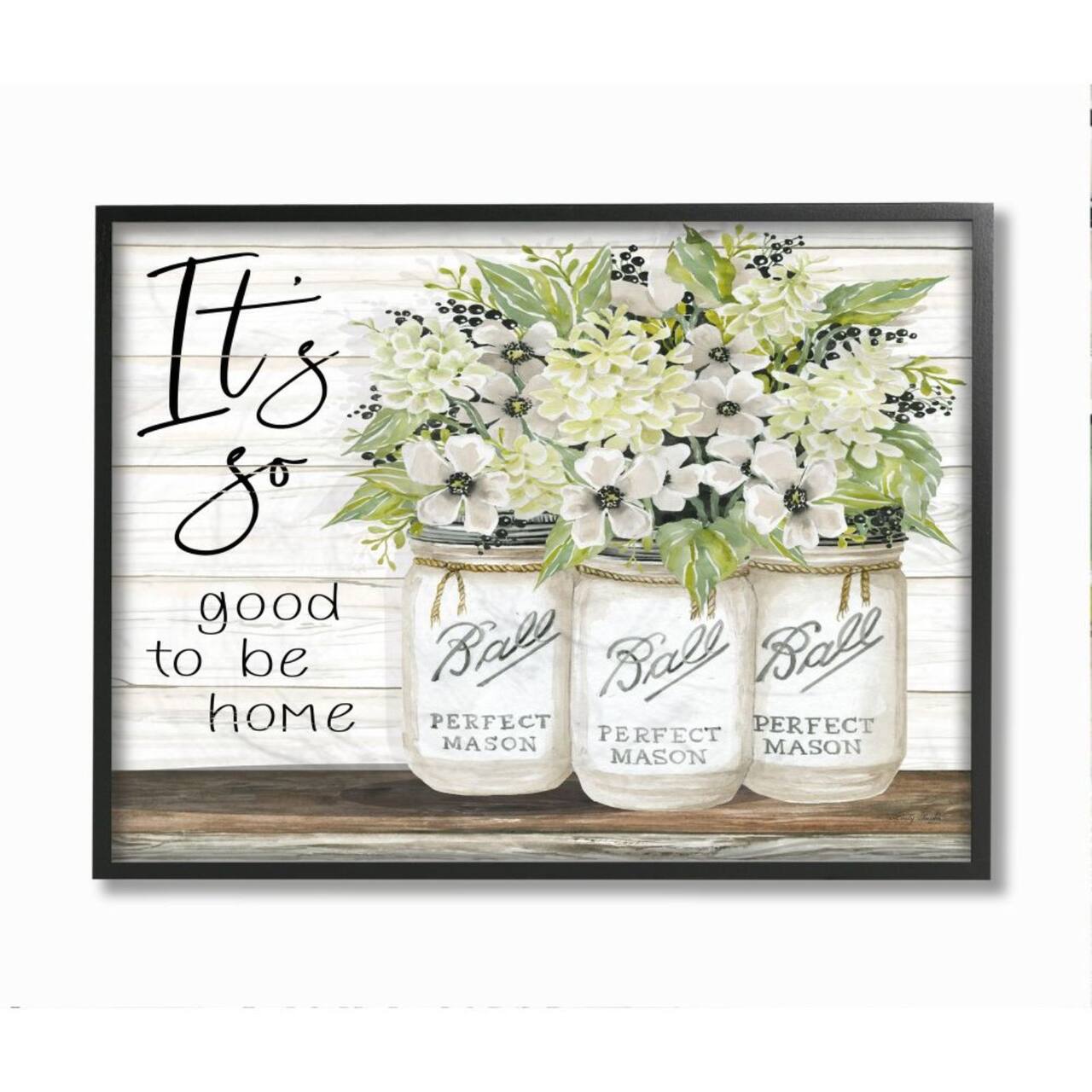 Stupell Industries It&#x27;s So Good To Be Home Floral Wall Art in Black Frame